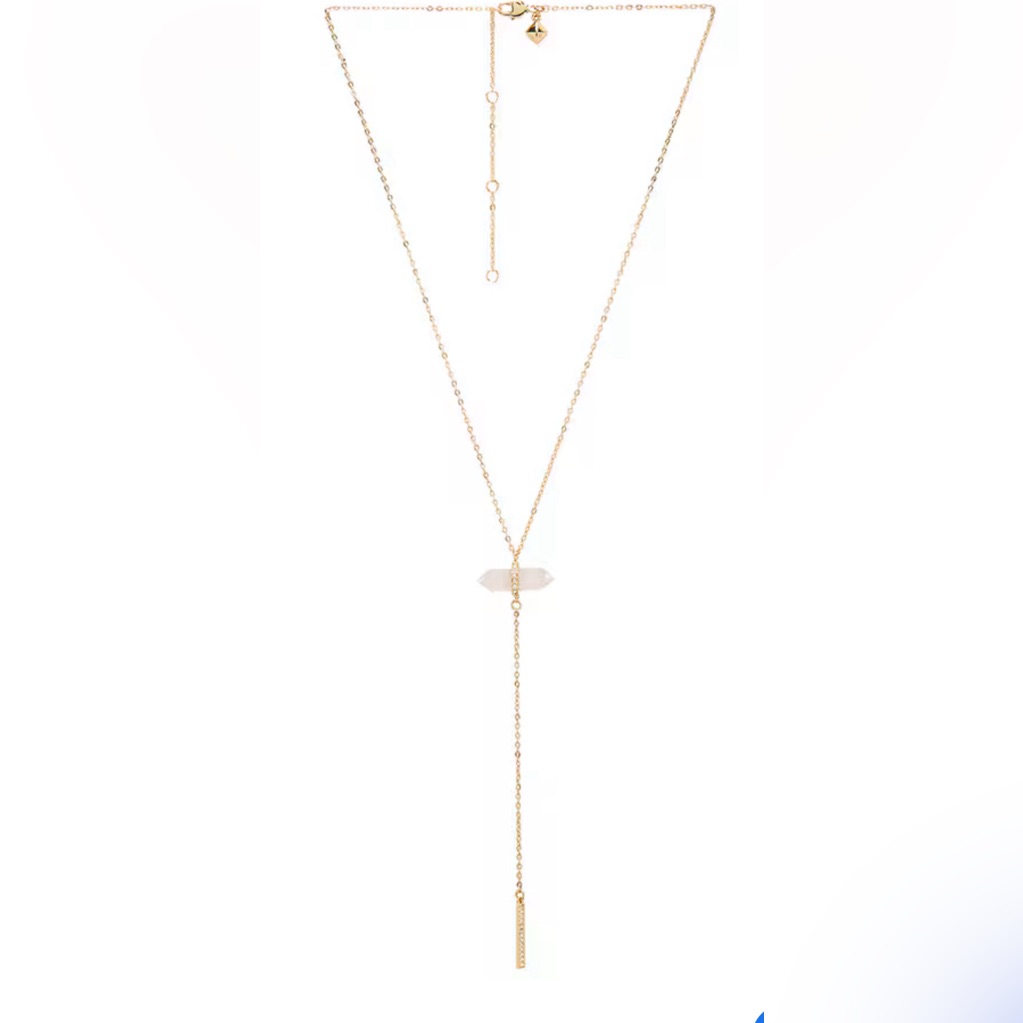 Rebecca Minkoff Crystal Y Necklace In Gold & Crystal